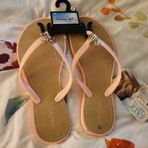 Pineapple-Embellished Pink Flip Flops by Pierre Dumas